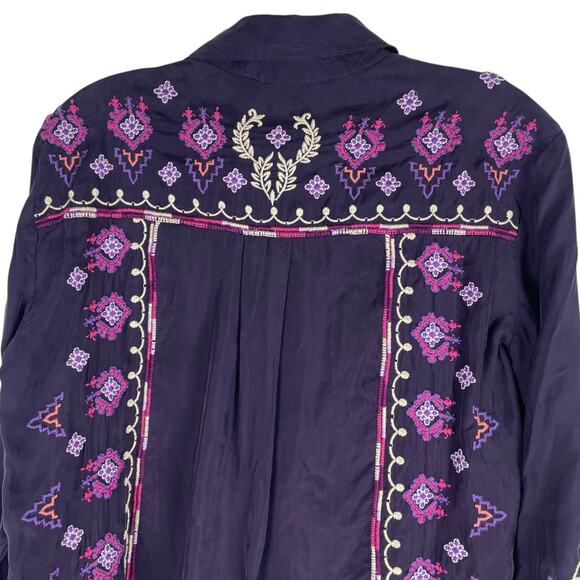 Johnny Was Curacao Floral Embroidered Oversized Tunic Shirt Size XS - Picture 9 of 13